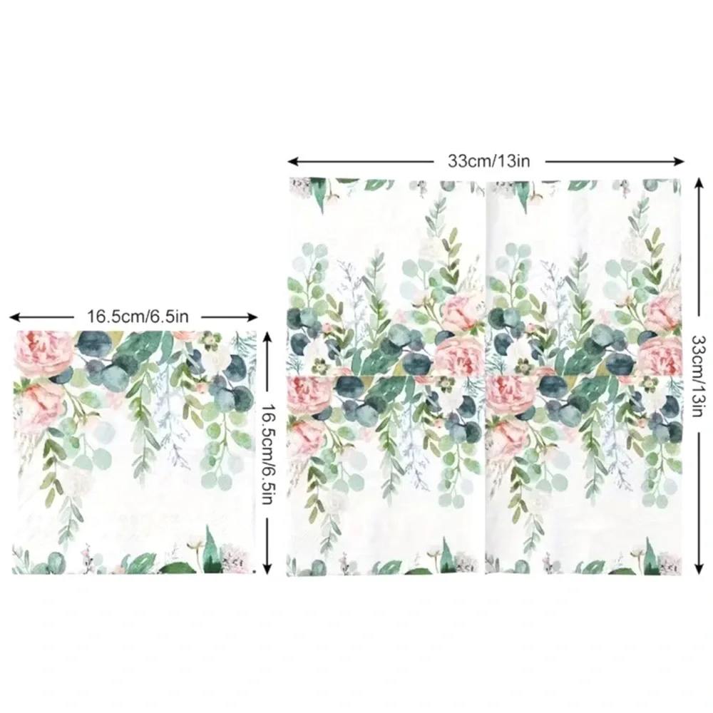 Pink Roses with Eucalyptus Luncheon Paper Napkins, 20ct